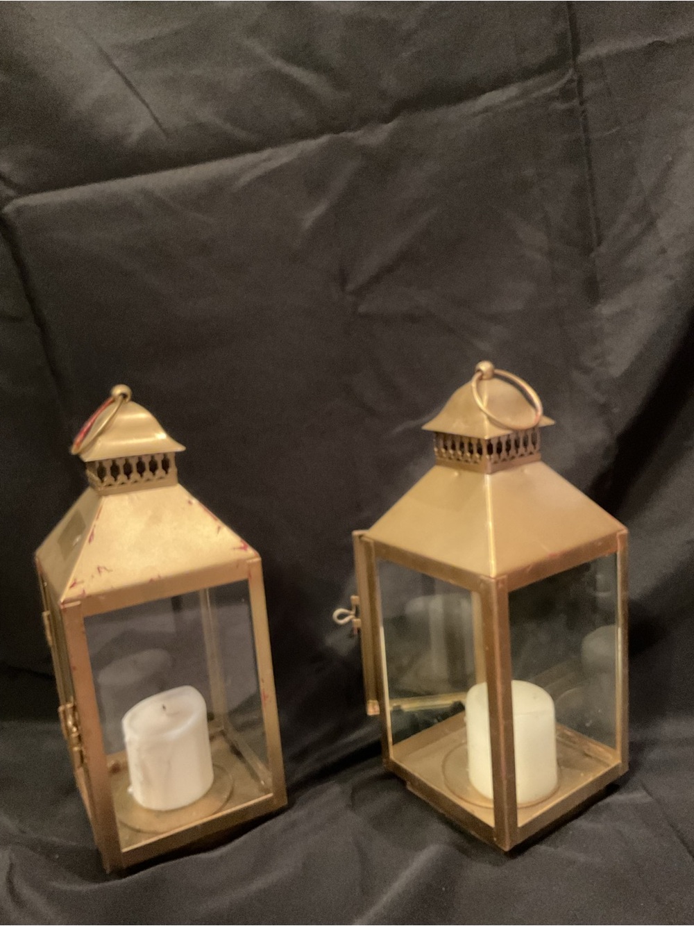 Gold Metal Glass Lantern - Decorative Home Accent. (Can be repainted).